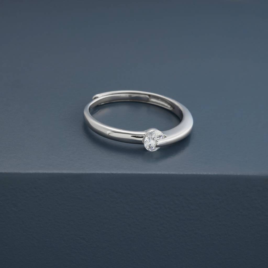 White - Plated Office Wear Silver Finger Ring - 473447 : 473448