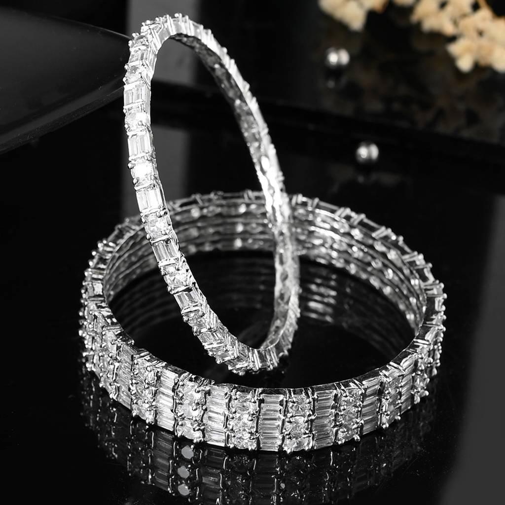 Sparkling Elegance Round And Rectangle Cut Cz Bracelets : 8905124523300