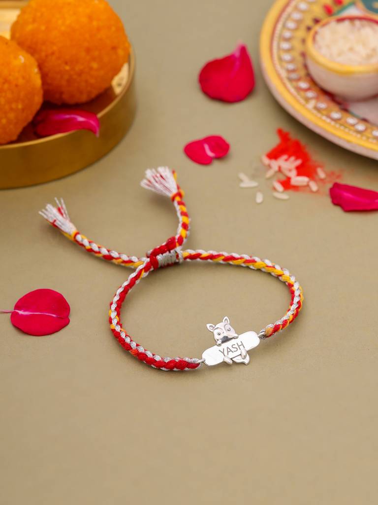 Eternz Certified Jewellery - Kicky & Perky Baby Fox Personalized Kids 925 Sterling Silver Bracelet (One Size)