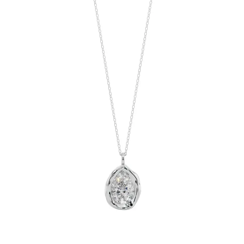 Prism Drop Semi Silver Pendant Necklace : VFL11-S-SM-C