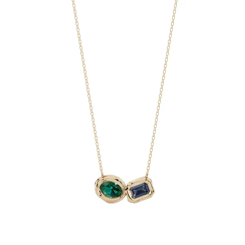 Borealis Duo Semi Silver Pendant Necklace : VFL10-G-SM-C