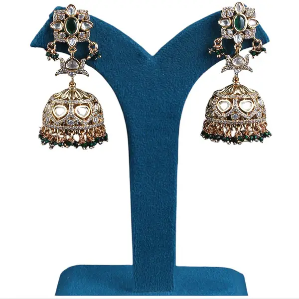 Polki Diamond Fused Jhumka Earrings : ER08-G