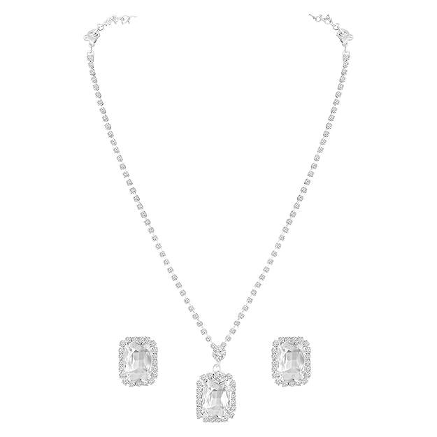 Pendant Chain Necklace Earrings Set For Women & Girls Jewellery Anniversary Gift For Her : PX9N192W
