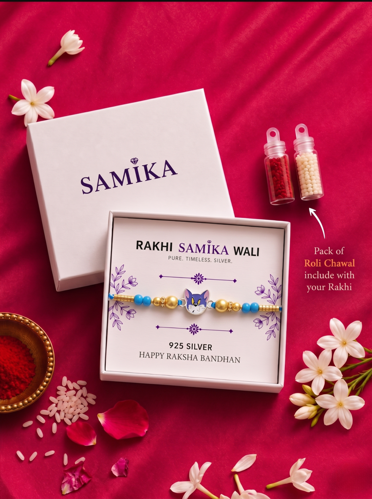 Eternz Certified Jewellery - SAMIKA925 Sterling Silver Tom Cartoon Kids Rakhi With Roli