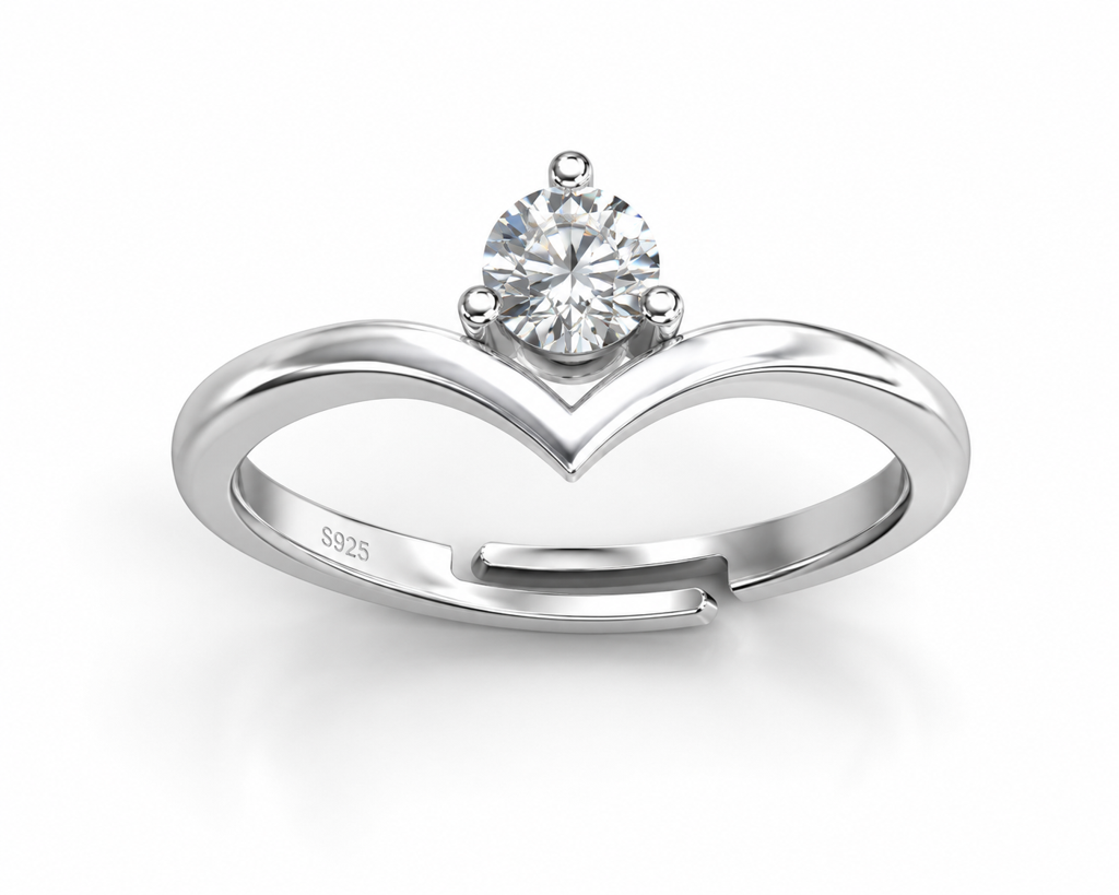 SAMIKA 925 Sterling Silver Solitaire Crown Cz Adjustable Ring · Eternz