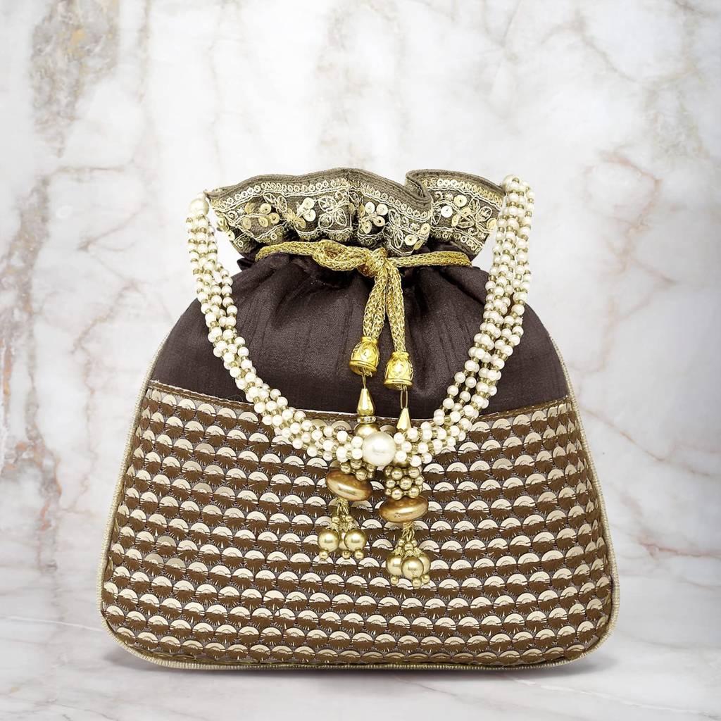 Ethnic Potli Bag For Women Handmade Purse Evening Handbags Stylish Bridal Fashion Clutch Bag Gift For Girls (P05B) : P05BR