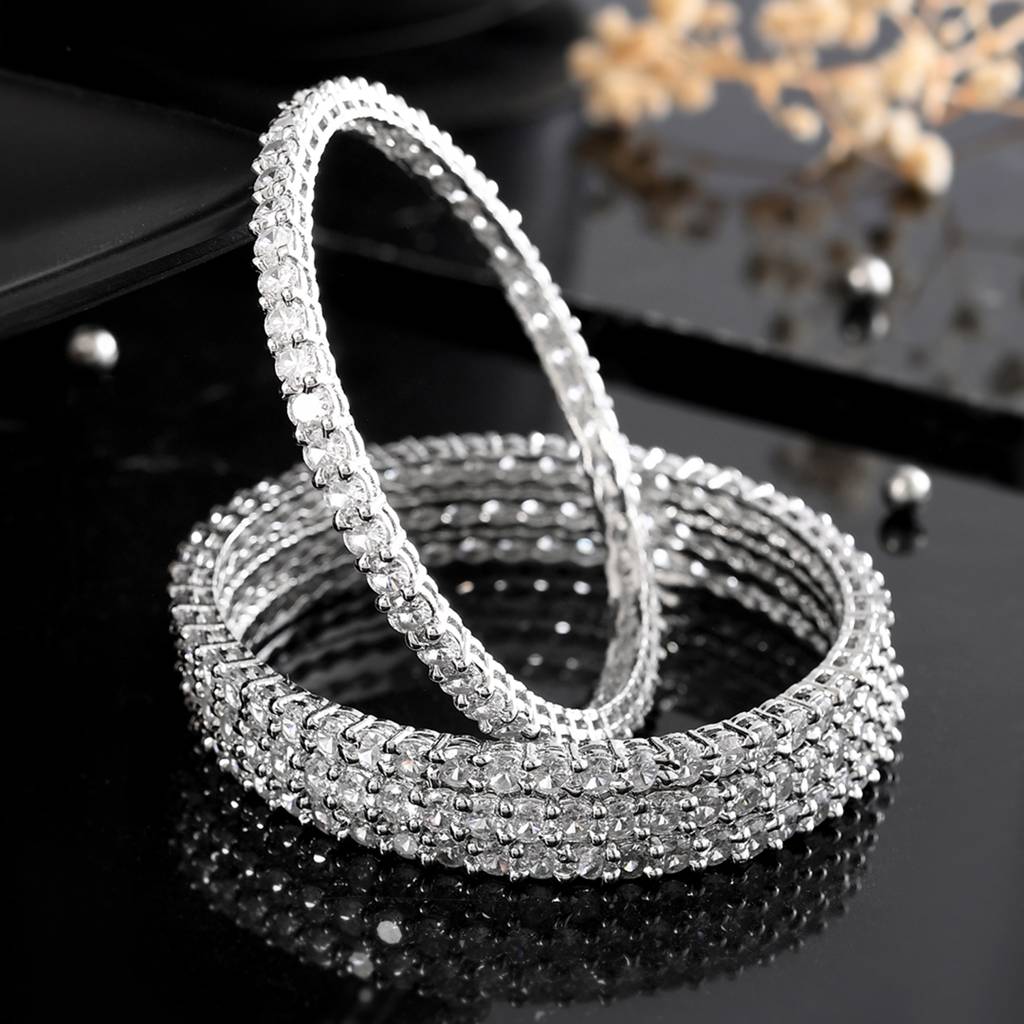 Sparkling Elegance White Round Cut Cz Bracelets : 8905124523133