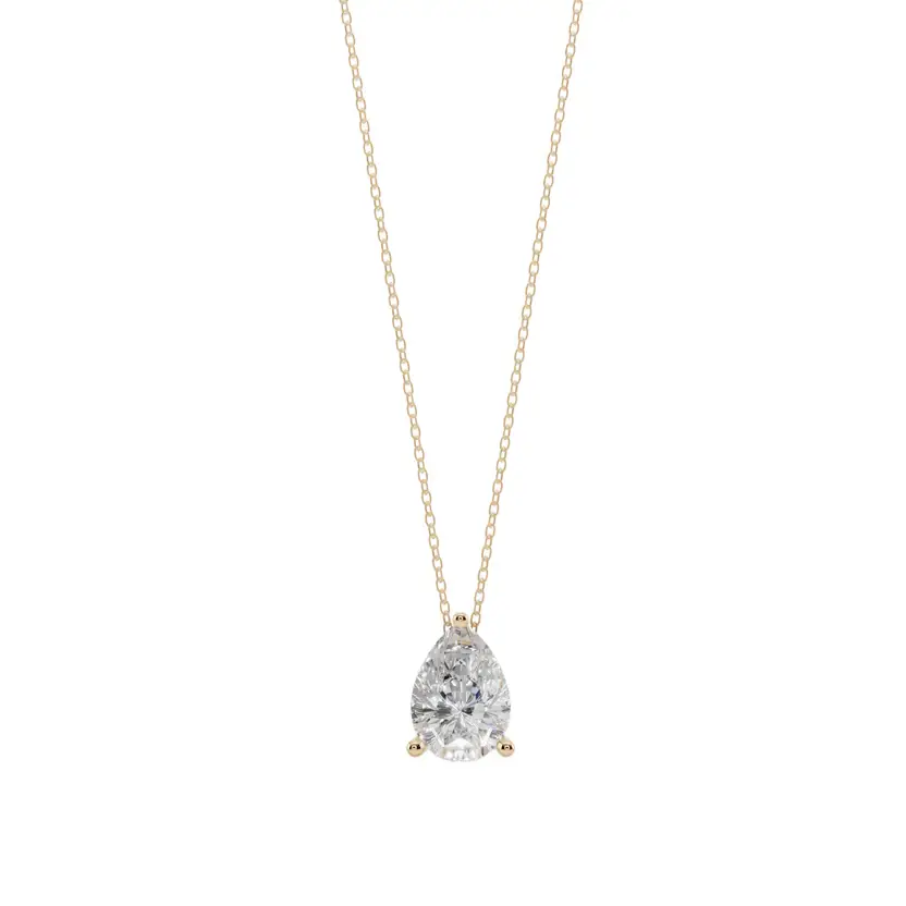 Chic Pear Solitaire Semi Silver Pendant Necklace : VST-PER-10-SM-G-C