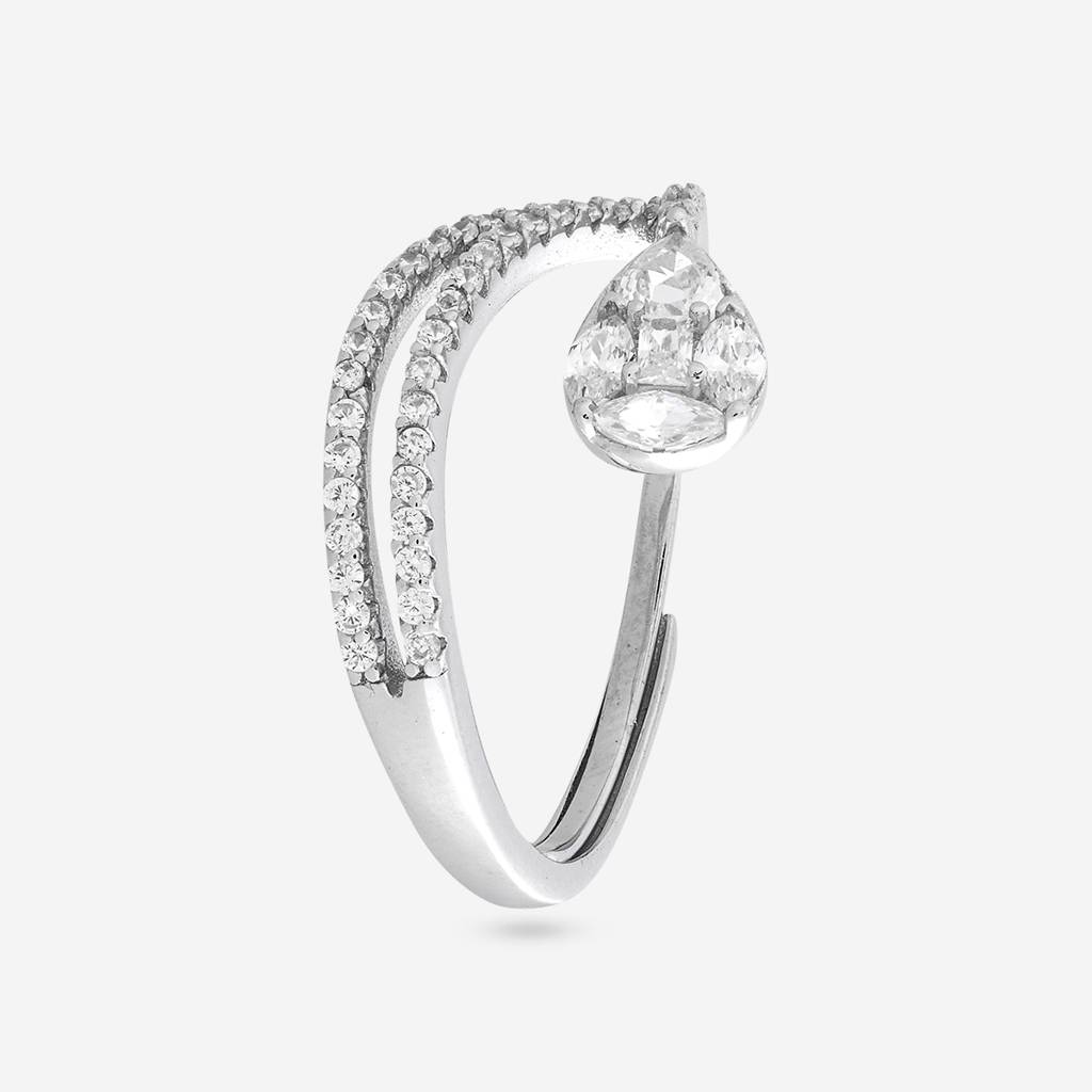 White Rodium Plated - Office Wear Silver Finger Ring - 465863 : 465863