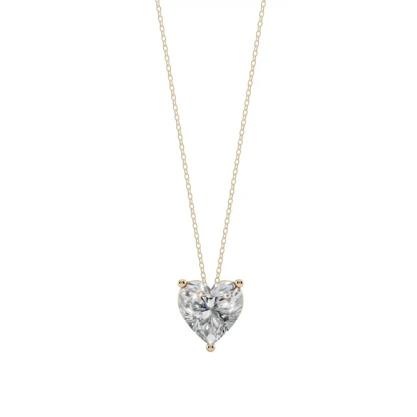 Romantic Heart Solitaire Pure Silver Pendant Necklace : VST-HRT-10-SL-G-C