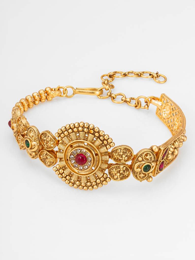 Antique Gold-Toned Traditional Sun Disc Bracelet : BG2477
