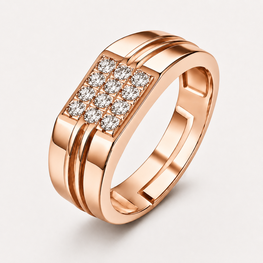 925 Sterling Silver Rose Gold Plated Cz Men'S Adjustable Ring : SMK-M-RN-001