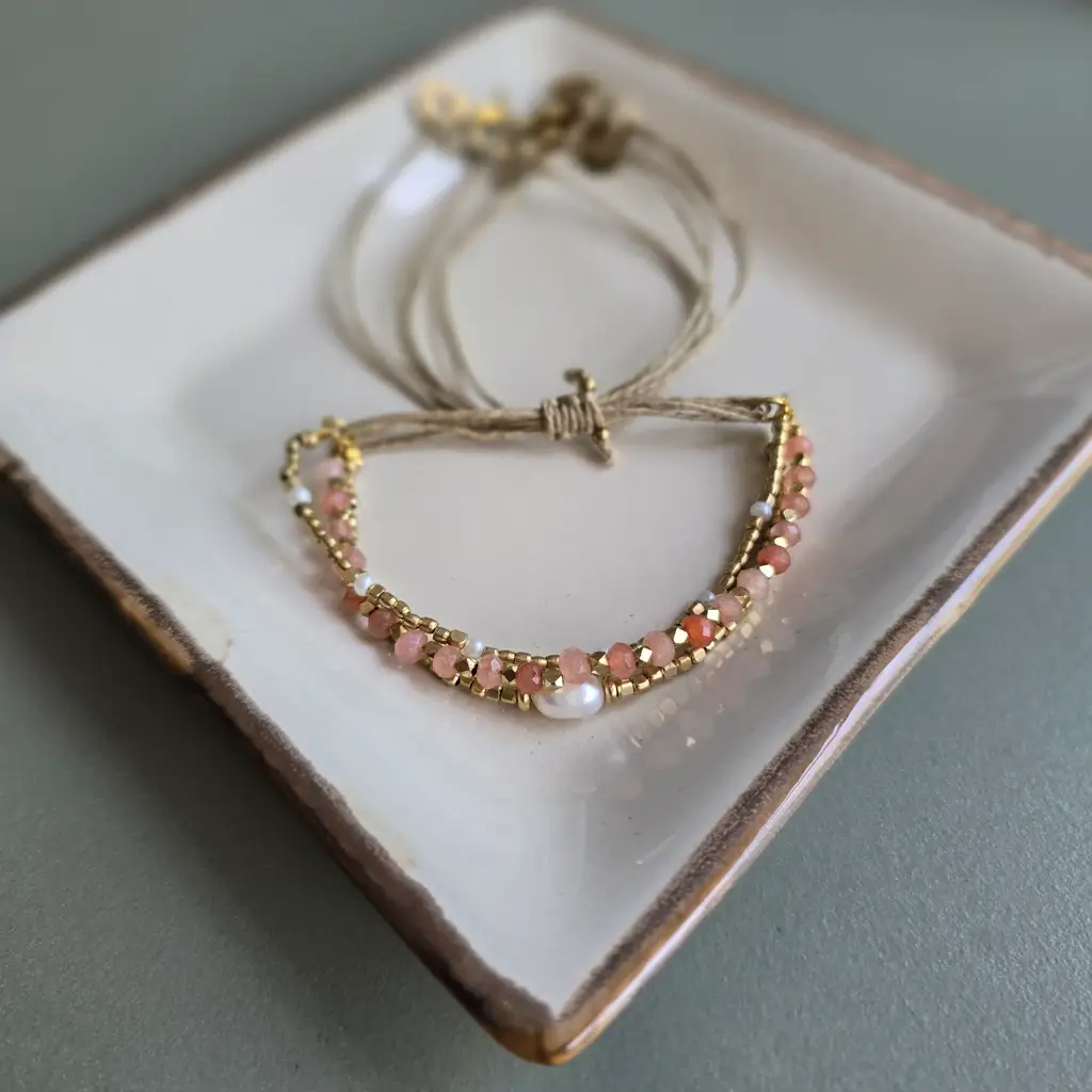 STUDIO ANVIKSHA Peach Onyx Lumba Bracelet With Brass Charms · Eternz