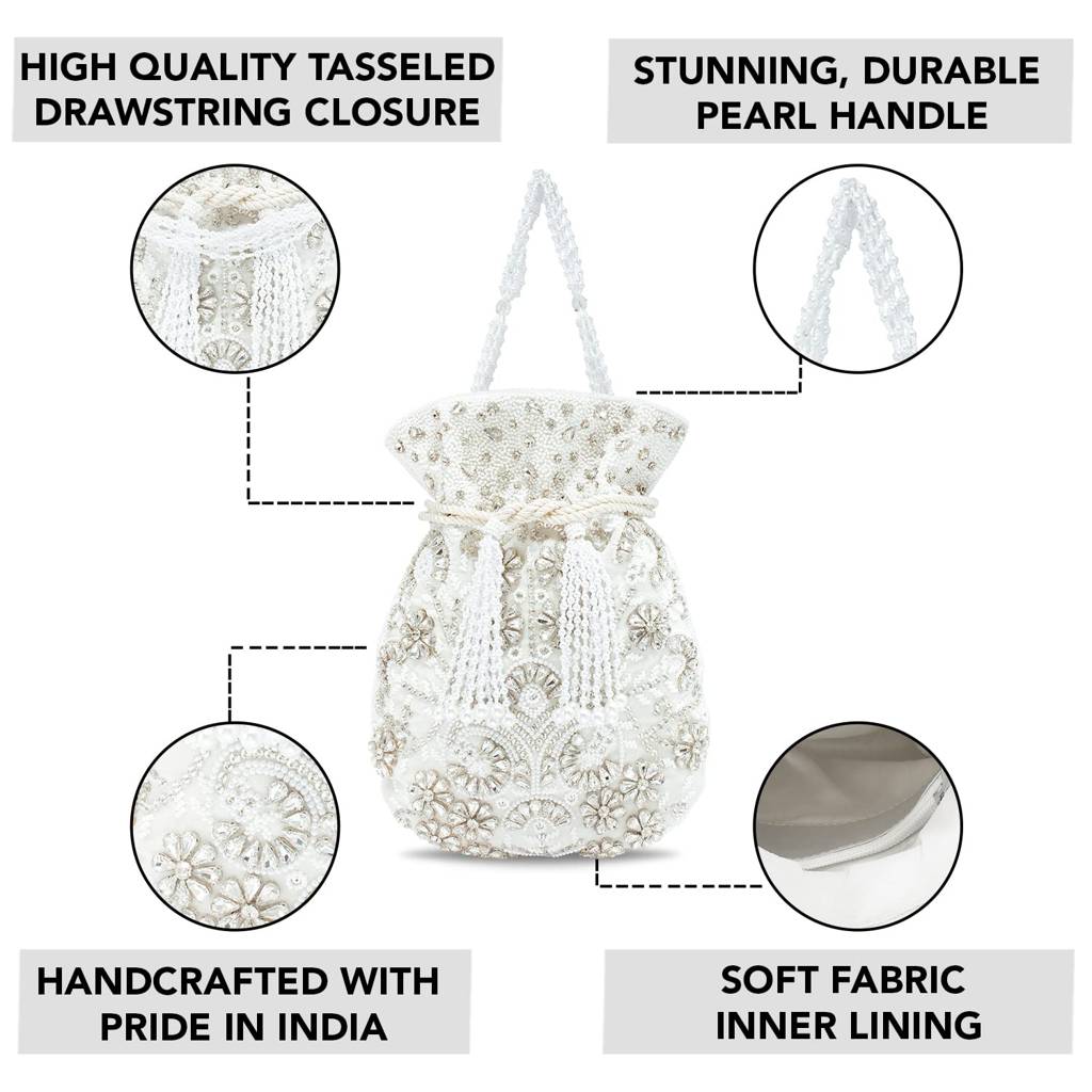 Potli Bags For Women Evening Bag Clutch Ethnic Bride Purse With Drawstring (P56S) : P56S