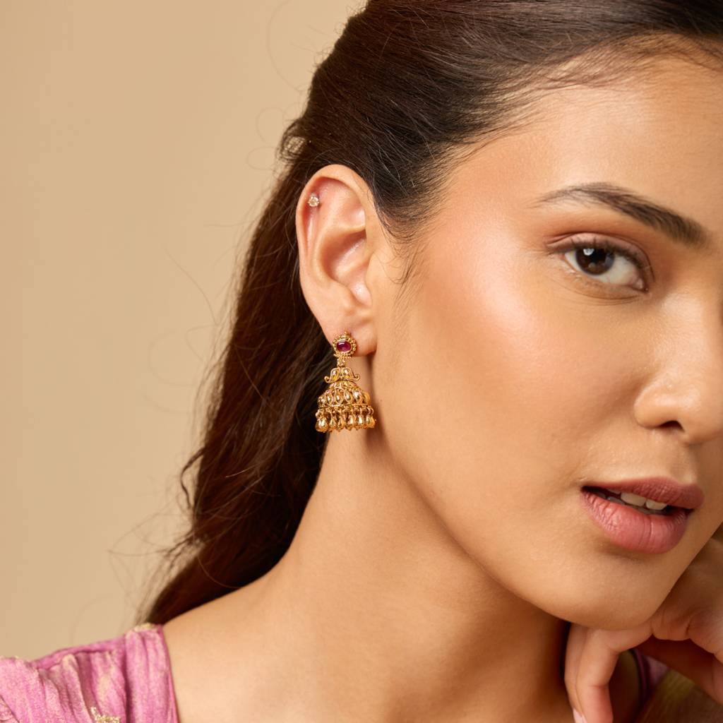 Ruby Gold - Plated Festive Antique Earring - 445969 : 445969