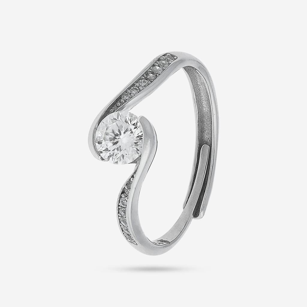 White Rhodium - Plated Office Wear Silver Finger Ring - 448452 : 448452