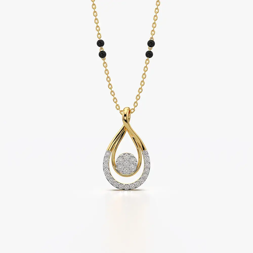 Open Teardrop Floating Cluster Mangalsutra : KNM0037-Gold