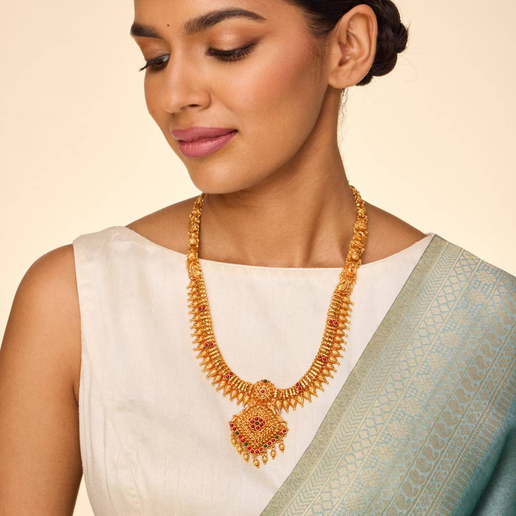 Ruby-Green Gold - Plated Bridesmaid Temple Necklace - 452683 : 452683