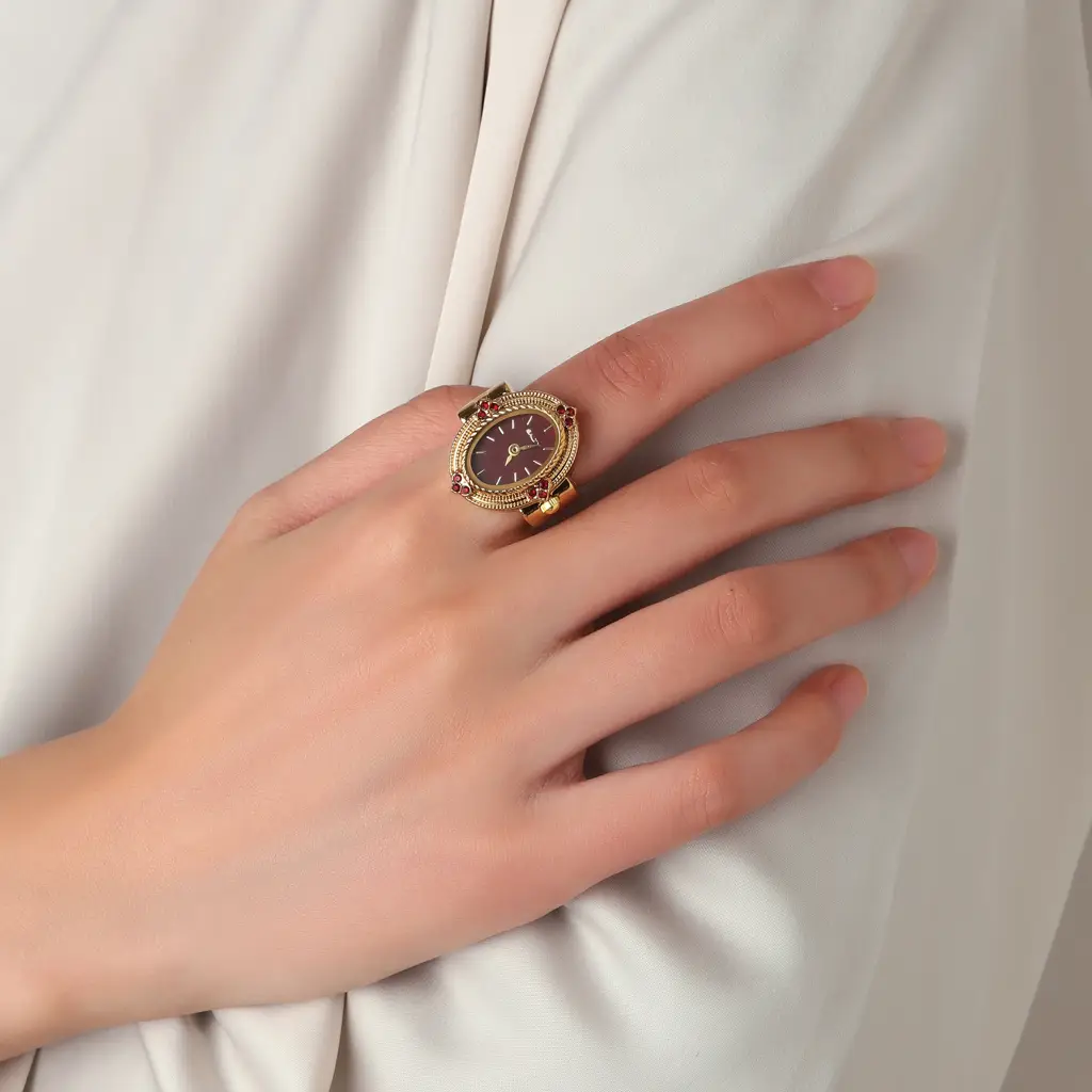 Royale Rope Style Watch Ring - For Women : WTR-S-0043-G-RD