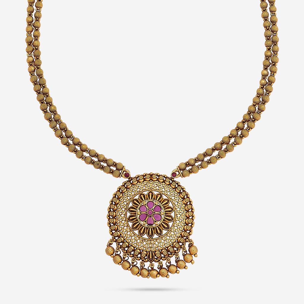 Ruby Gold Plated - Festive Antique Necklace - 445875 : 445875