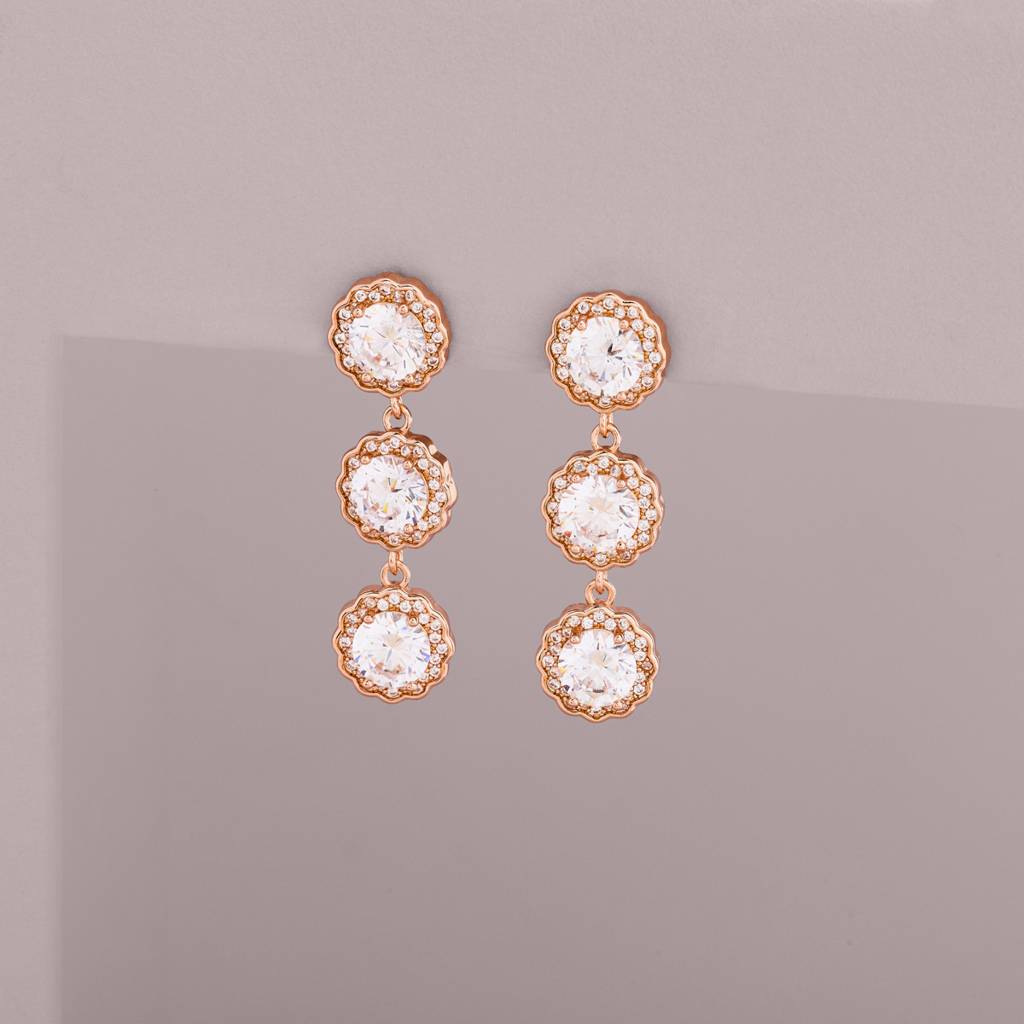 White - Plated Casual Wear Trendy Zircon Earring - 467006 : 467008