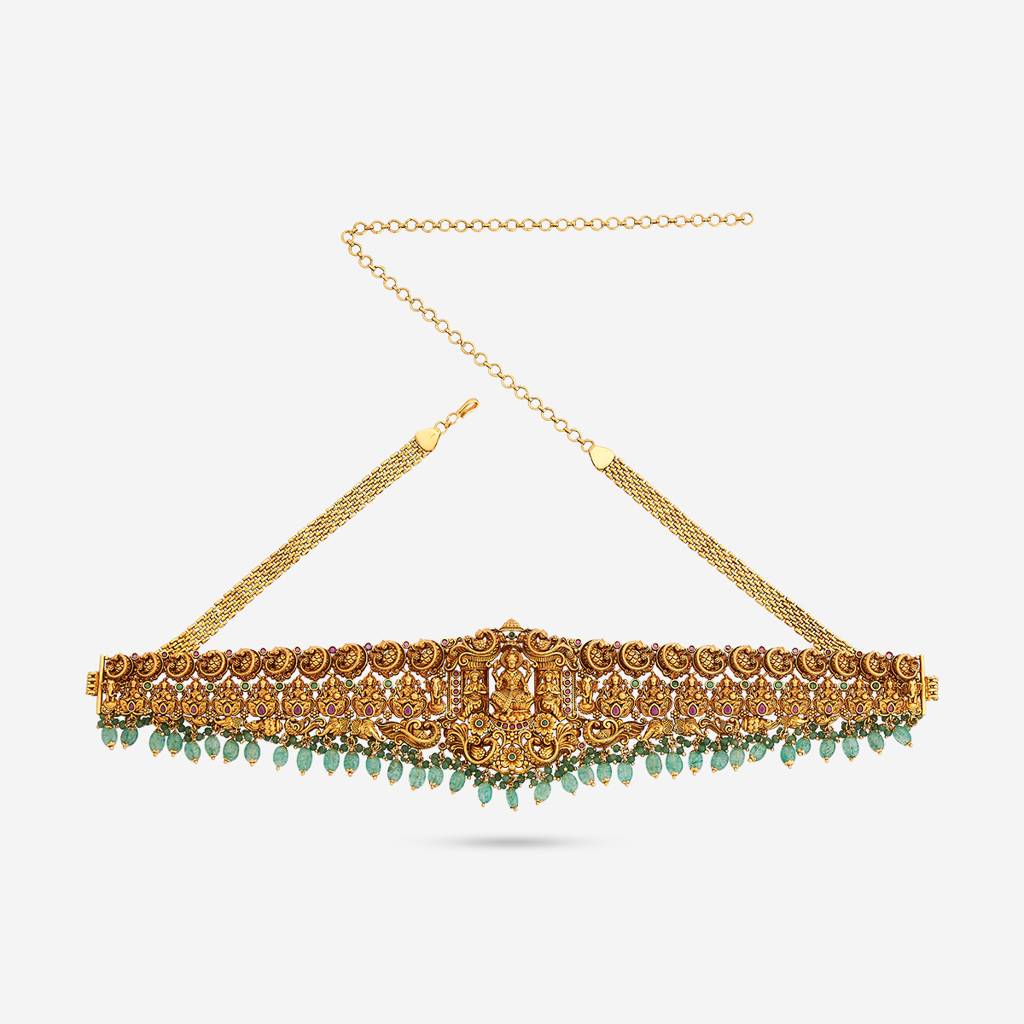 Ruby-Green Gold - Plated Bridal Antique Belt - 441990 : 441990