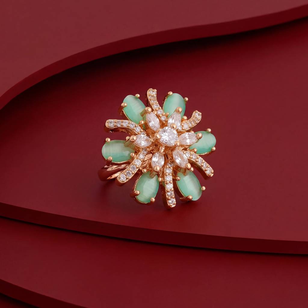 Plated Party Wear Zircon Finger Ring - 469721 : 469724