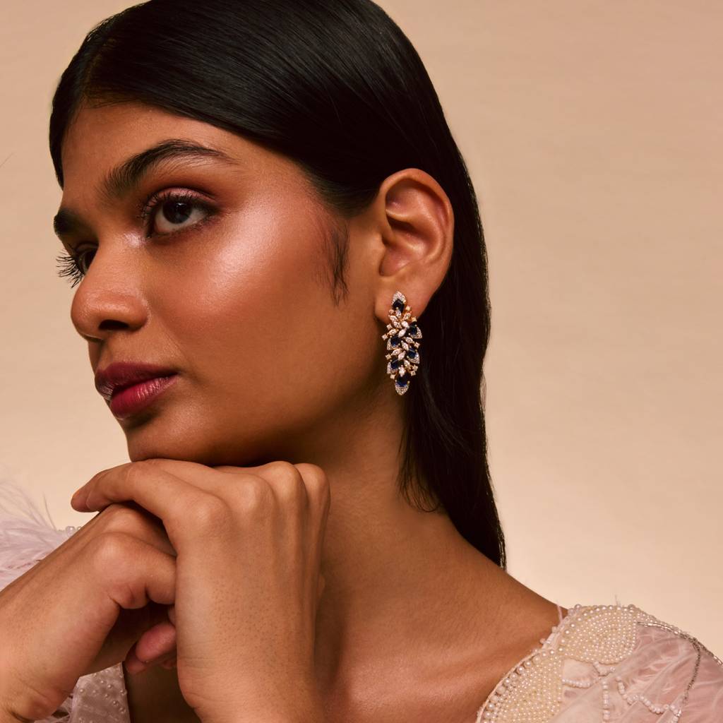 Rhodium-Gold - Plated Party Wear Zircon Earring - 457795 : 457797