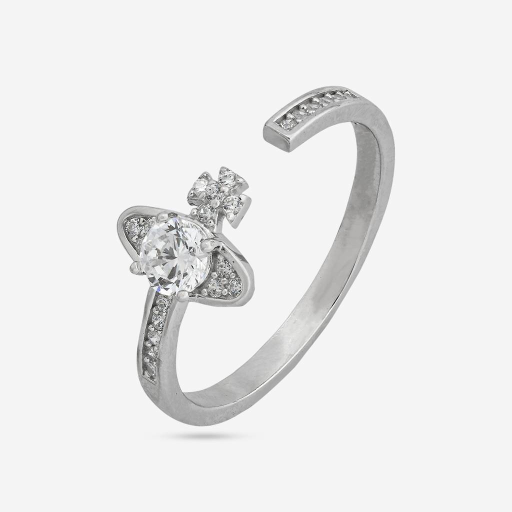 White - Plated Office Wear Silver Finger Ring - 453231 : 453232