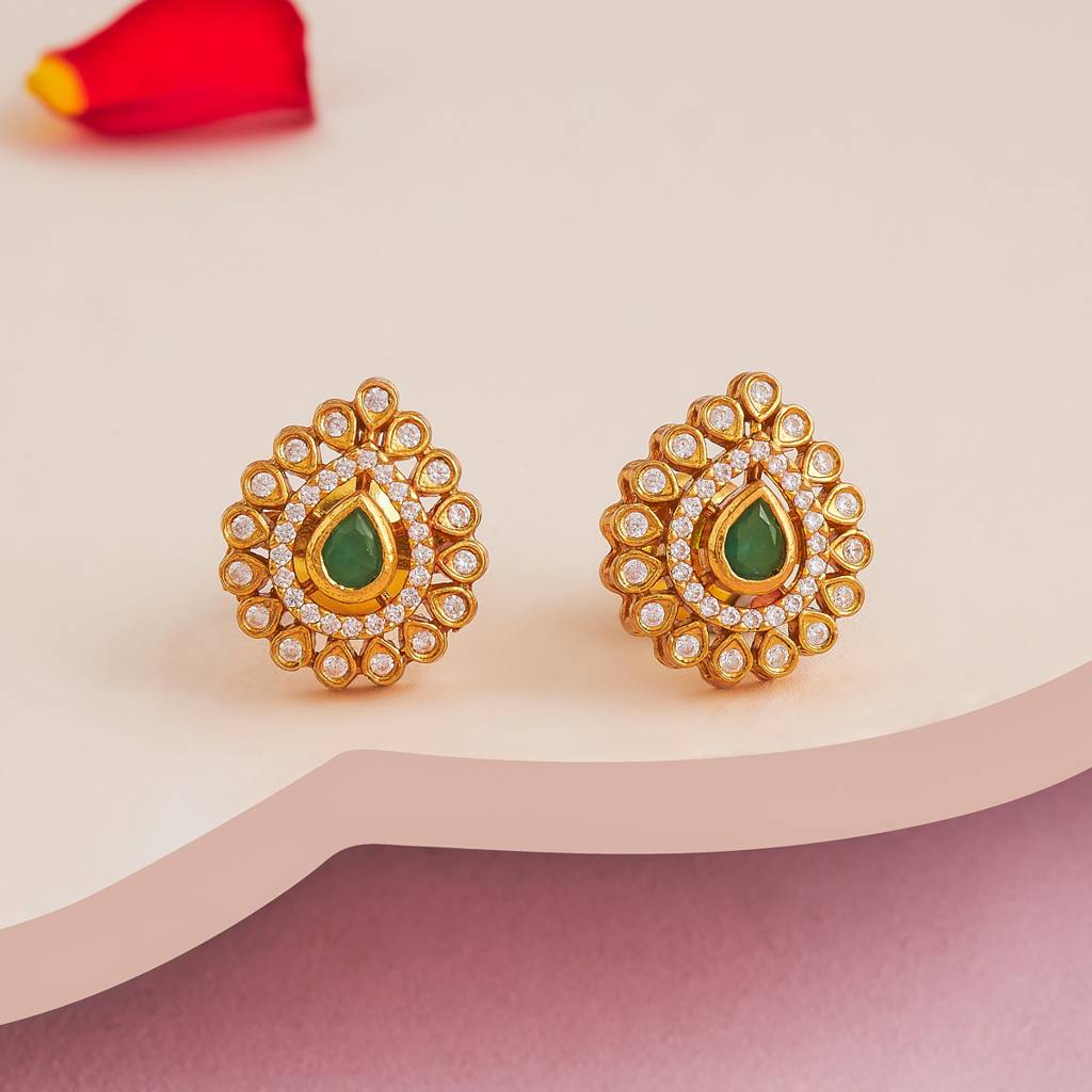 Gold - Plated Festive Temple Earring - 447983 : 447984