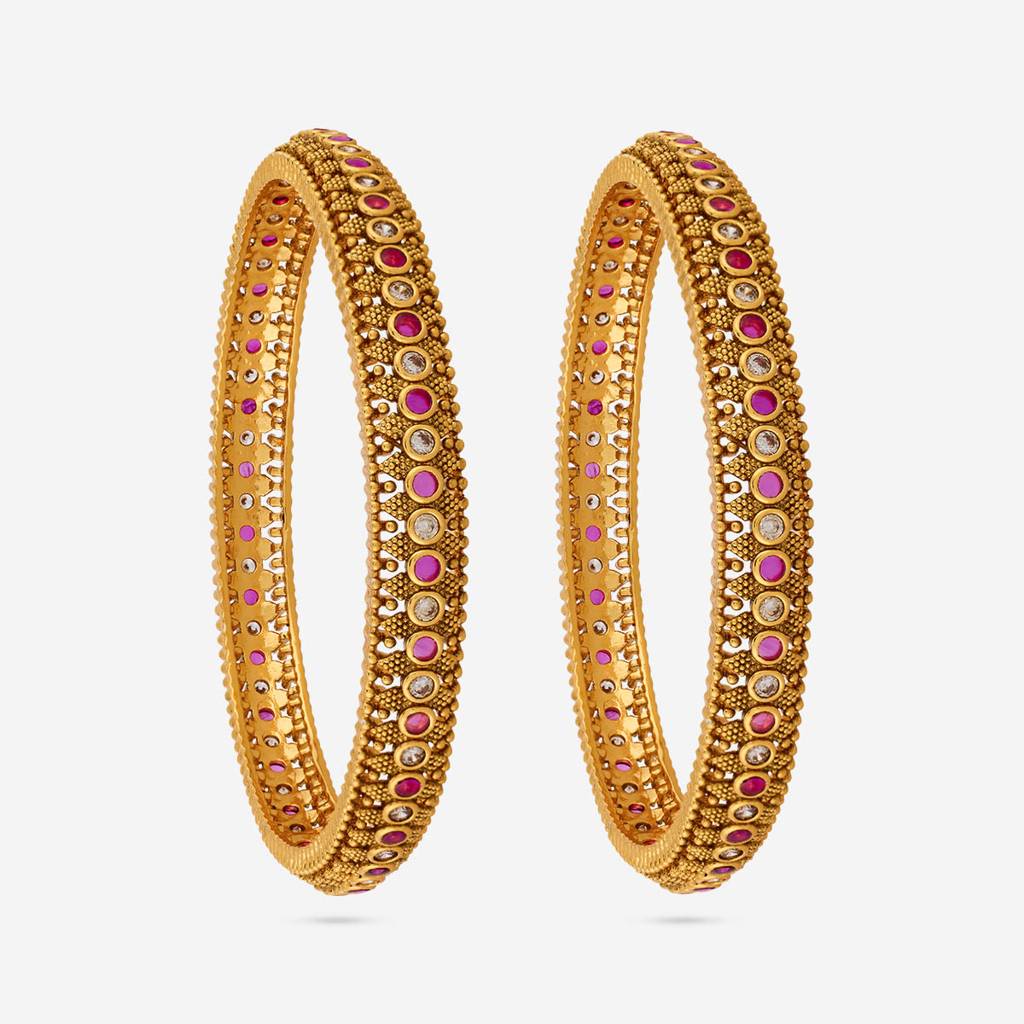 Ruby Gold - Plated Festive Antique Bangle 467377 : 467378