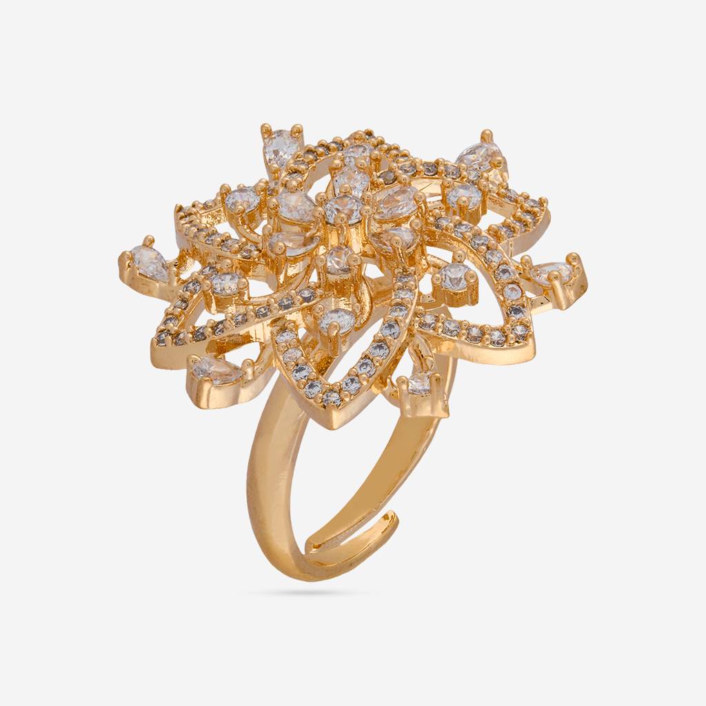 White Gold-Rose - Plated Party Wear Zircon Finger Ring - 470317 : 470317