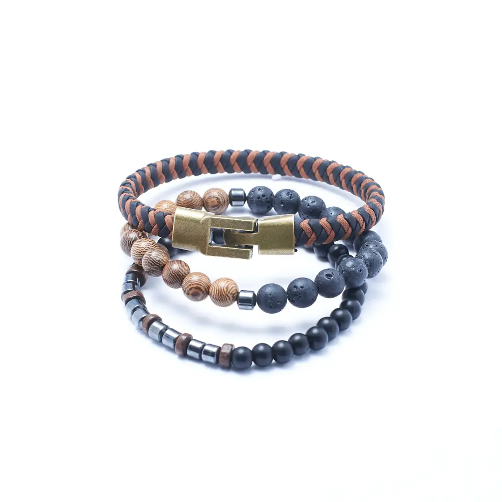 Set Of 3 Jacinth Protective Beaded Bracelets : MB3C0901