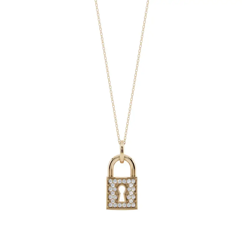 The Keepsake Lock Semi Silver Pendant Necklace : LOCK-SM-C-G