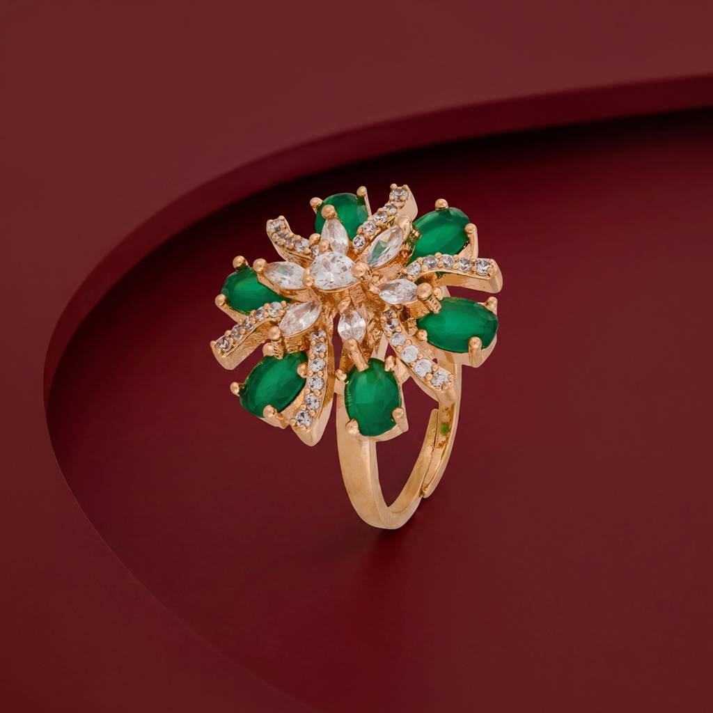 Plated Party Wear Zircon Finger Ring - 469721 : 469722