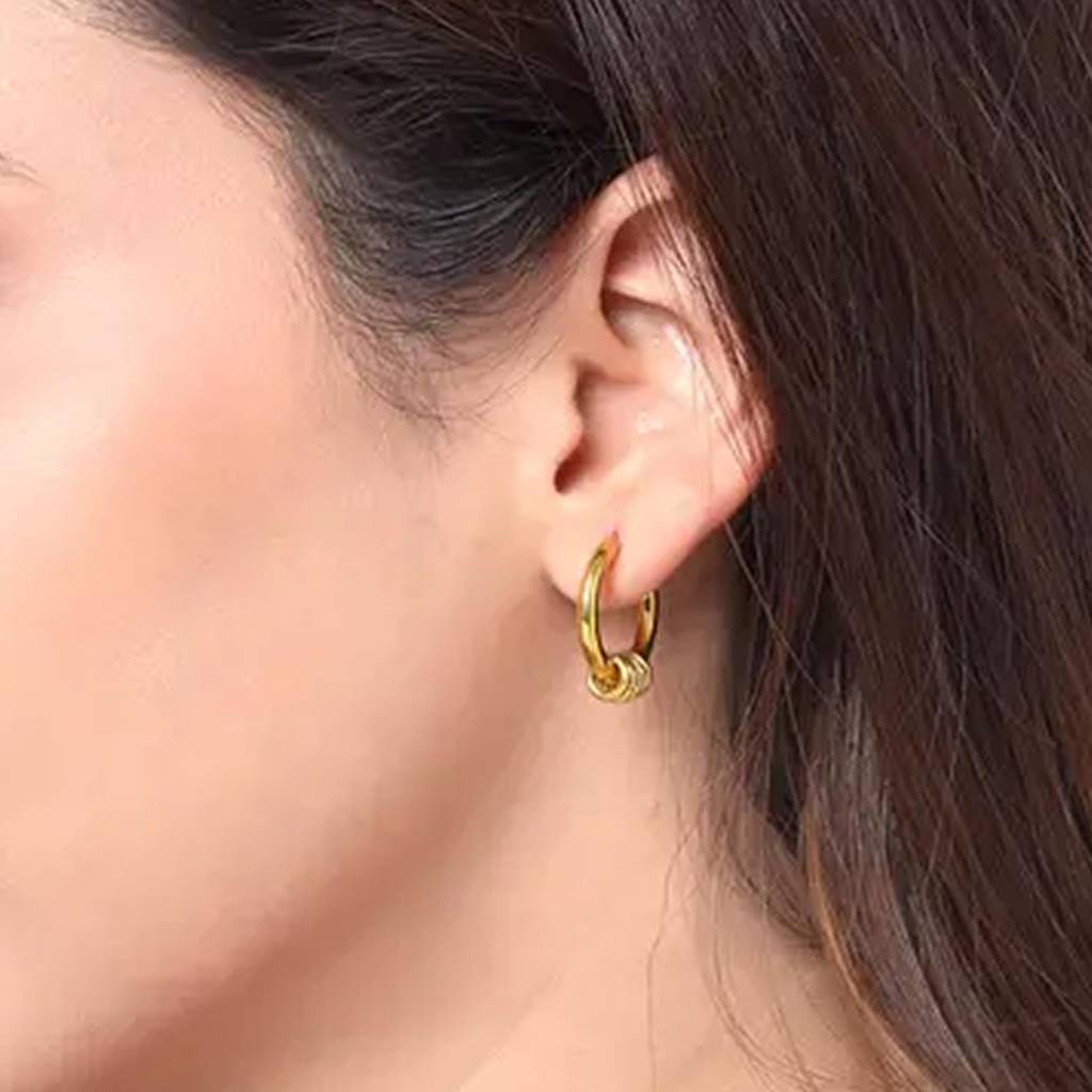 Gold Plated Stylish Hoop Huggie Bali Earrings Fashion Jewellery Gift For Men & Boys : PX9ME62G-S