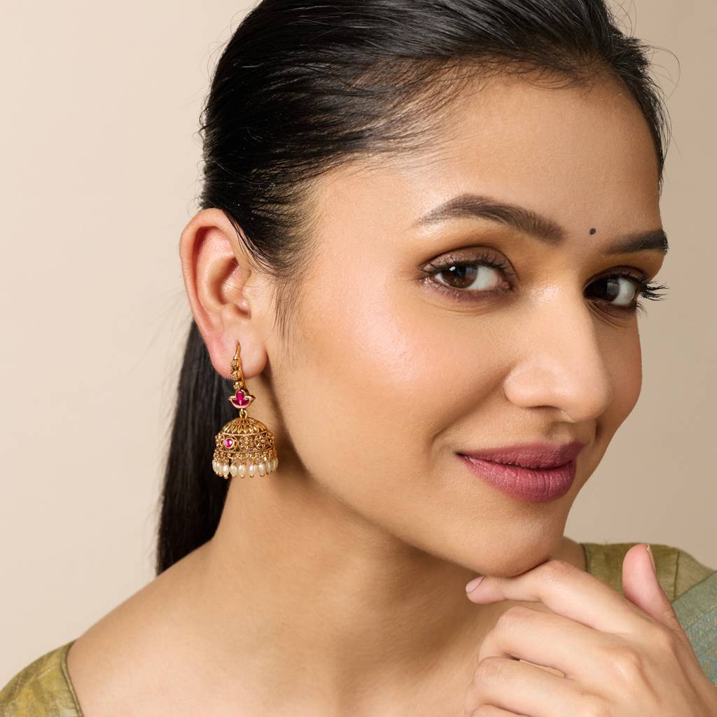 Ruby Gold - Plated Festive Antique Earring - 449605 : 449605