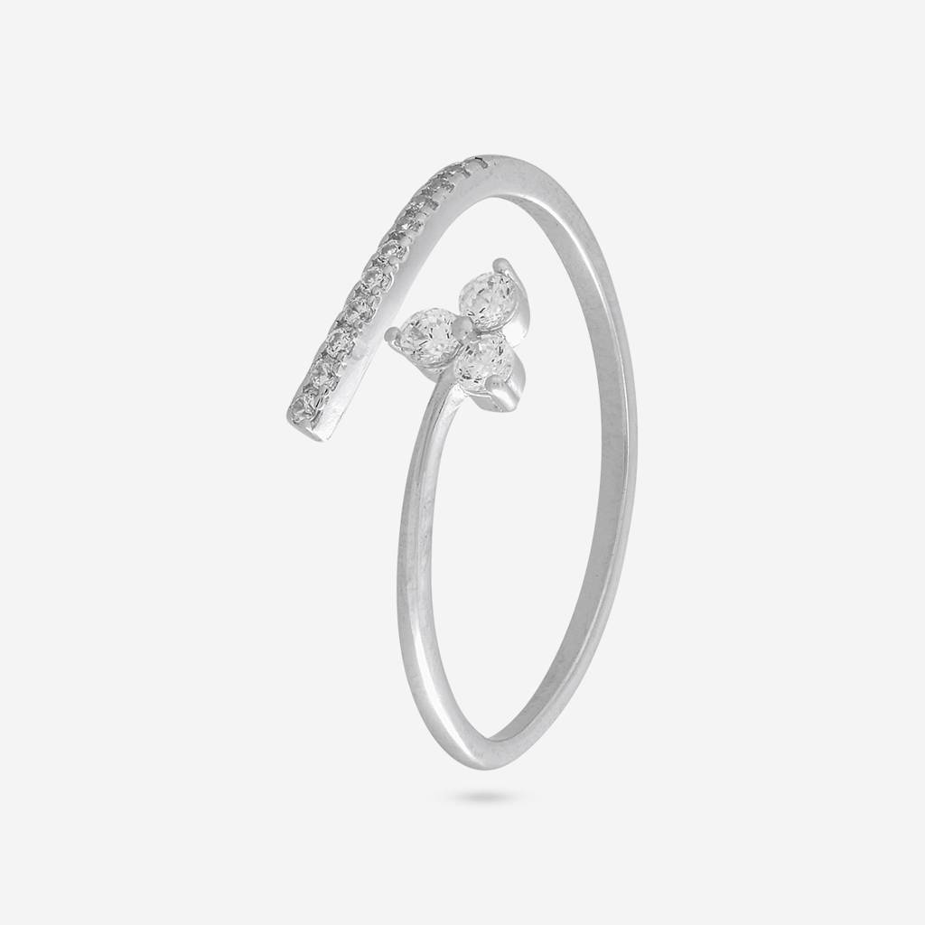White Rodium Plated - Office Wear Silver Finger Ring - 466224 : 466224