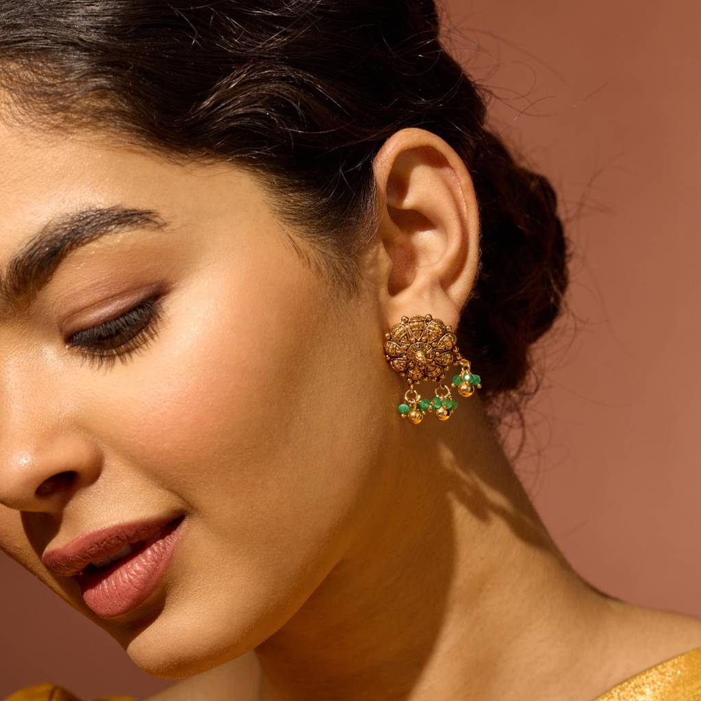 Green Gold - Plated Festive Antique Earring - 448988 : 448988