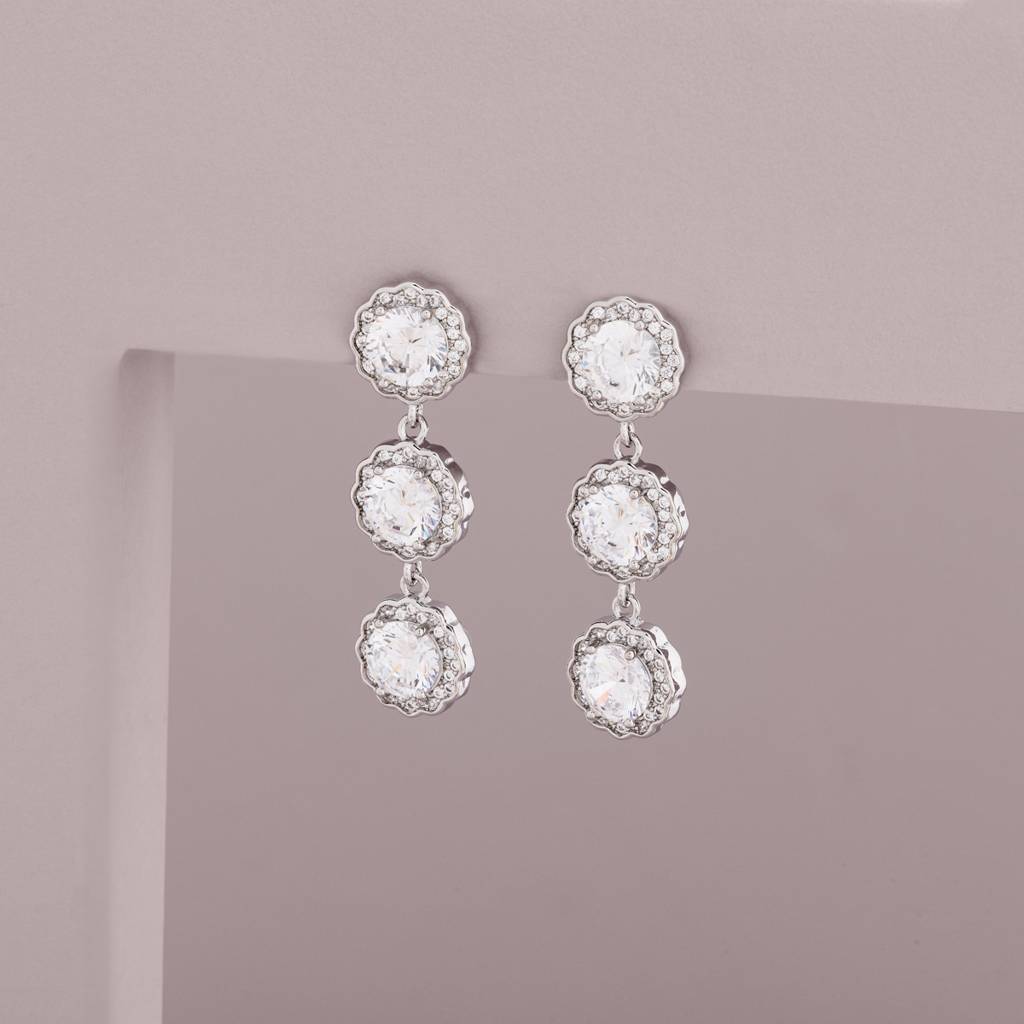 White - Plated Casual Wear Trendy Zircon Earring - 467006 : 467007