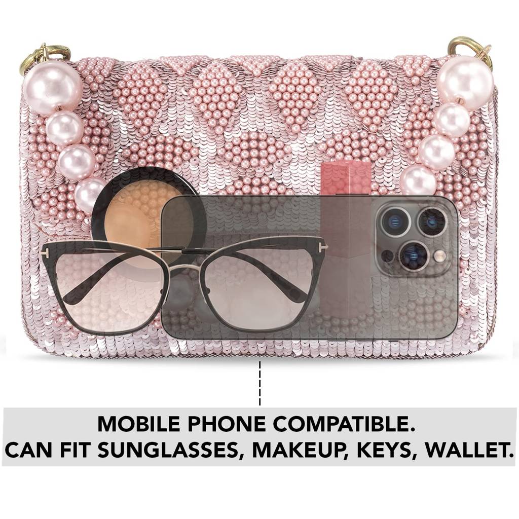 Pink Clutch Purses For Women Wedding Handmade Evening Handbags Party Bridal Clutch (C54Pk) : C54PK