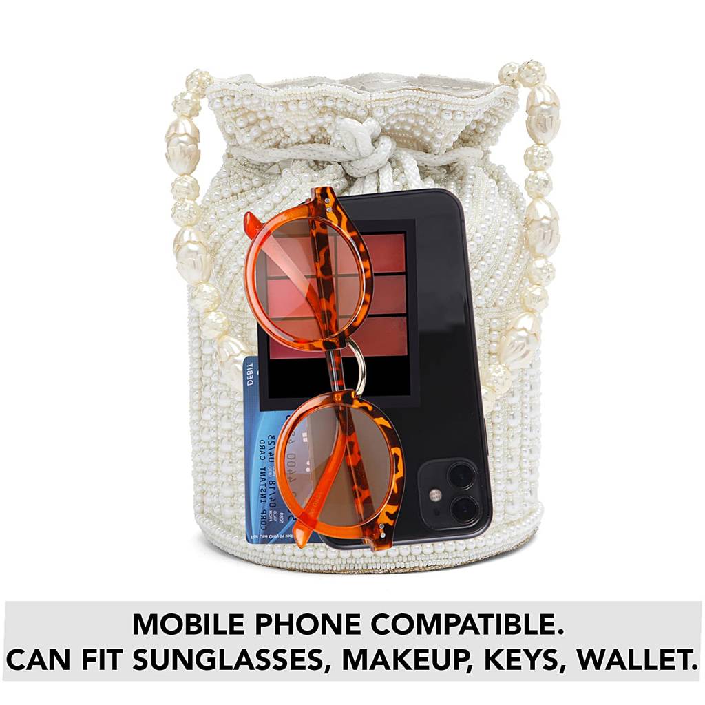 Potli Bags For Women Evening Bag Clutch Ethnic Bride Purse With Drawstring(P98C) : P98W