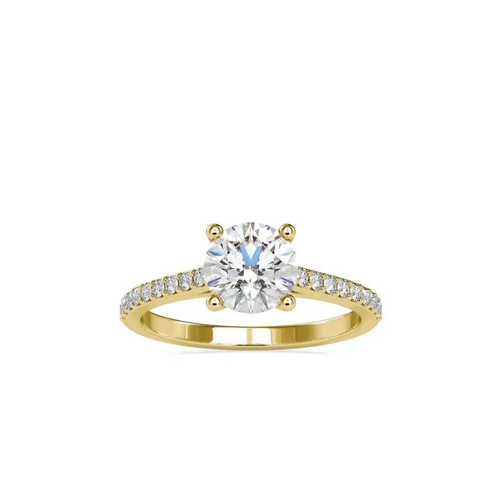 1.6 Carat Round Solitaire With Pave Ring : 14kRoseZNR60F10