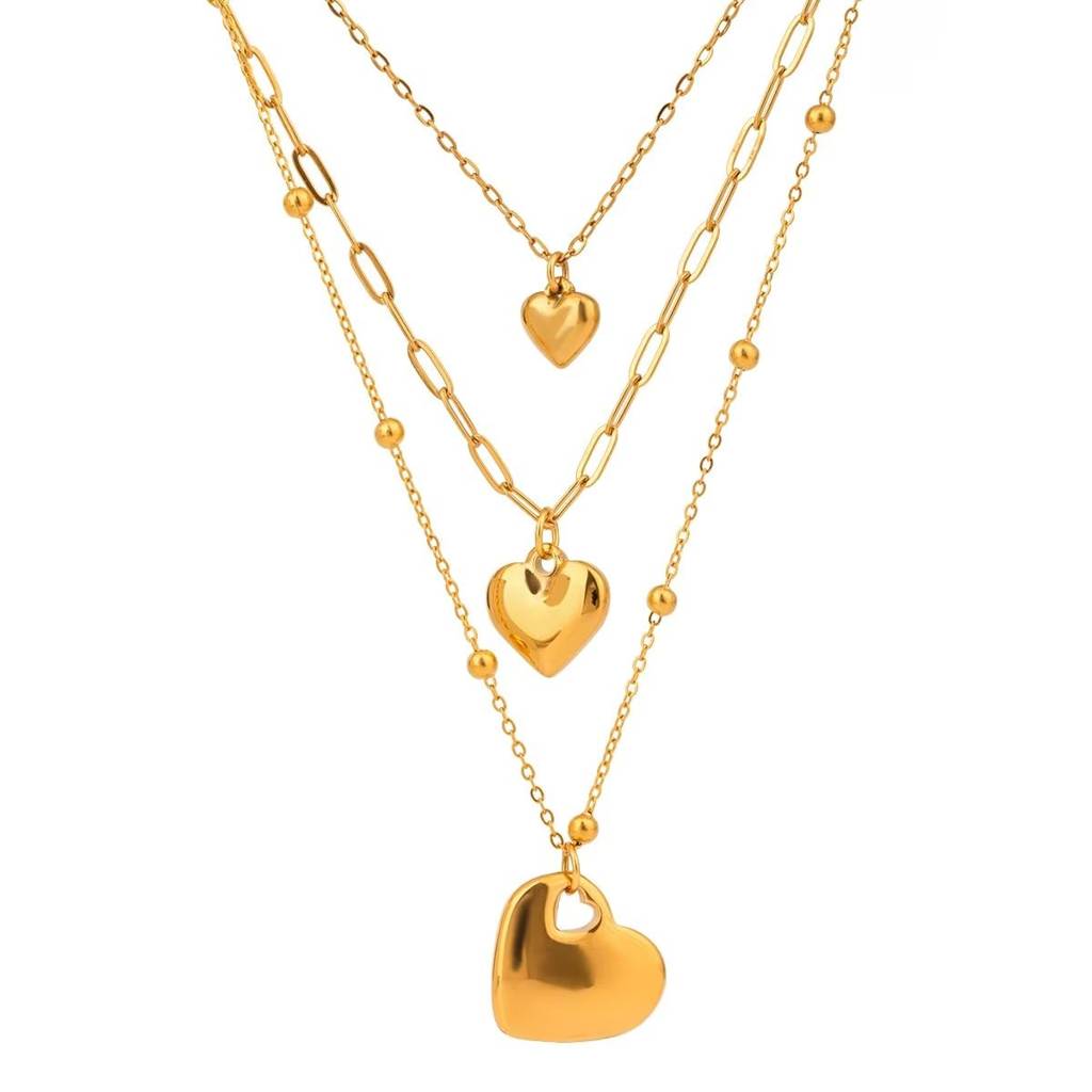 Ishya Heartfall Layered Necklace - Gold | 18K Gold Plated | Waterproof, Hypoallergenic & Anti-Tarnish : DSVDJD05250056
