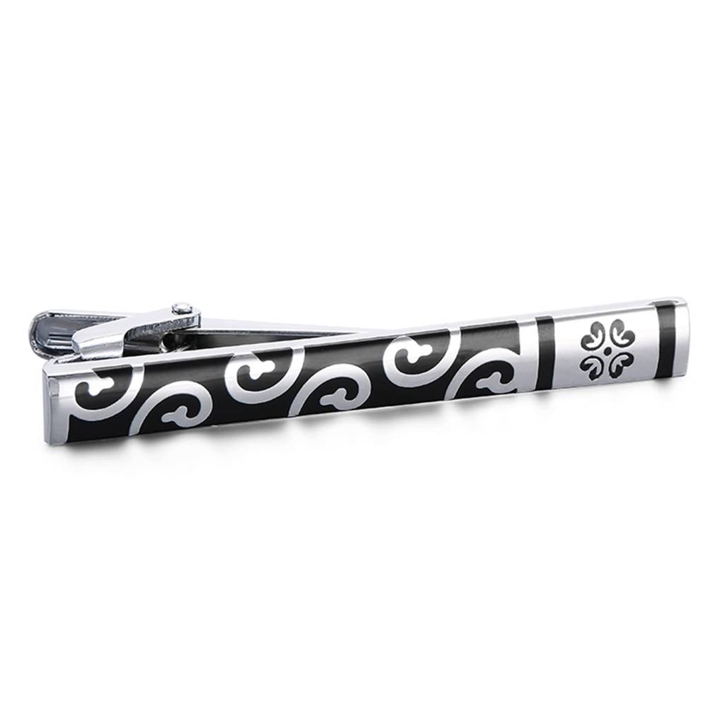 Black Silver Two Tone Tie Pin Stylish Accesories For Men & Boys Wedding Business Gift (Px9T06S) : PX9T06S