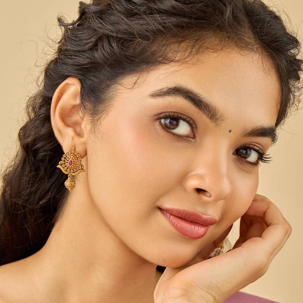 Ruby Gold - Plated Festive Antique Earring - 430441 : 430441