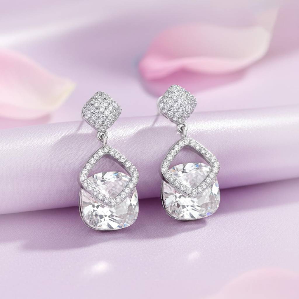 Cubic Zirconia & Crystals Studded Fancy Drop Earring Gift For Women & Girls : PF68E345S