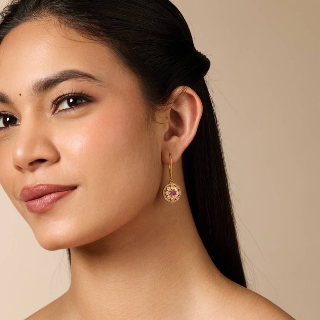 Ruby Gold - Plated Festive Temple Earring - 454290 : 454290