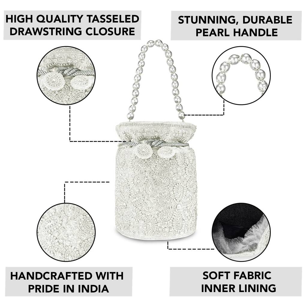 Potli Bags For Women Evening Bag Clutch Ethnic Bride Purse With Drawstring (P69S) : P69S