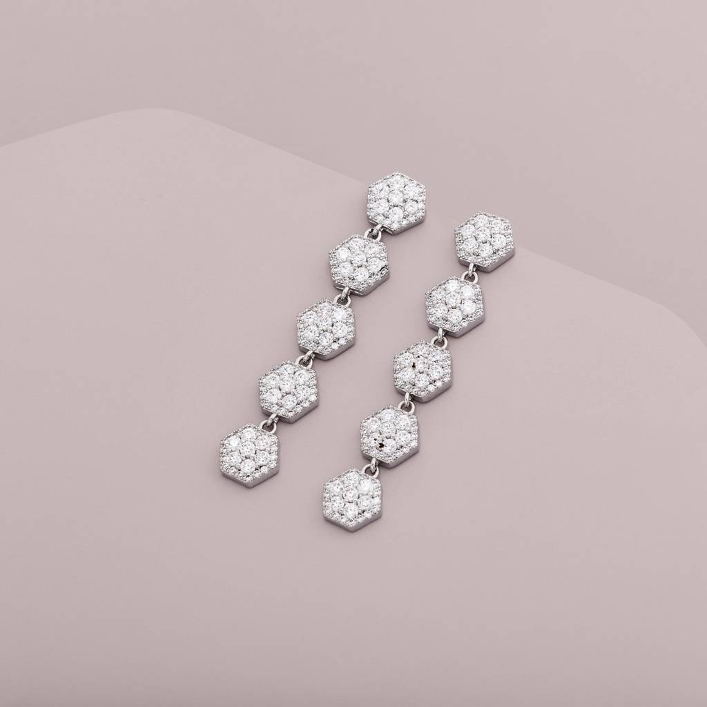 White - Plated Casual Wear Trendy Zircon Earring - 466902 : 466903